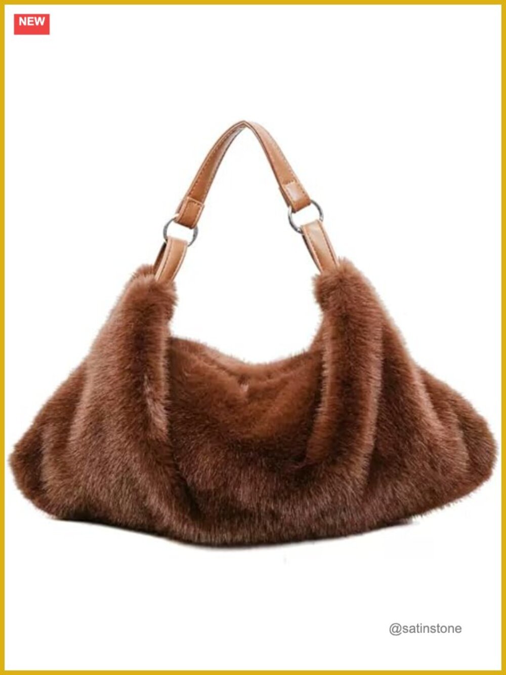Womens Faux Fur Tote Bag Winter Fluffy Handbag Shoulder Crossbody Hobo Purse